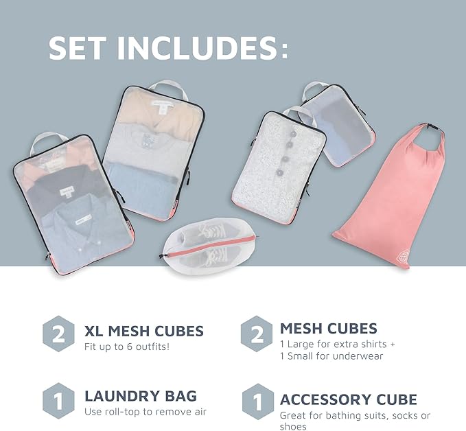 Large Packing Cube Set with See Through Mesh- Compression Packing Cubes Travel - Image 2