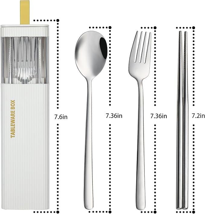 DEVICO Travel Utensils with Case, Stainless Steel Reusable Camping Silverware - Image 6