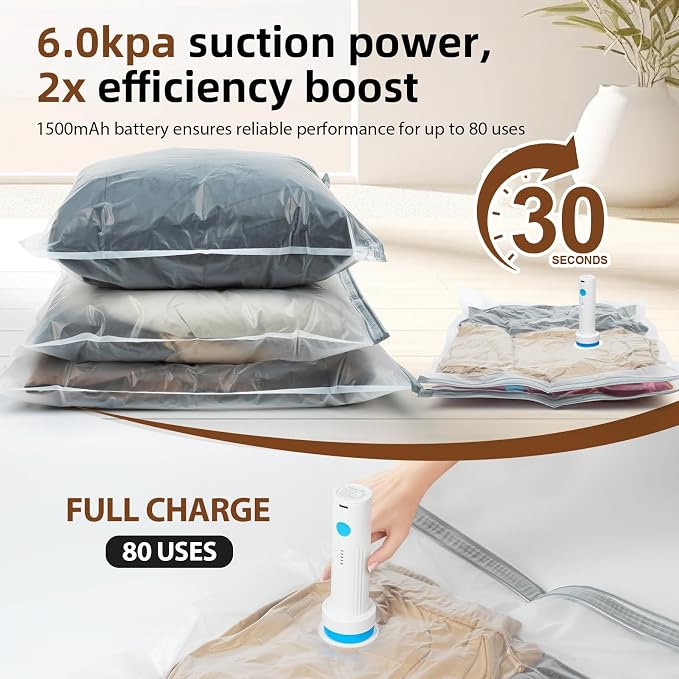 8 Pack Vacuum Storage Bags for Comforters and Blankets, Jumbo 40x31 Inch Vacuum - Image 3