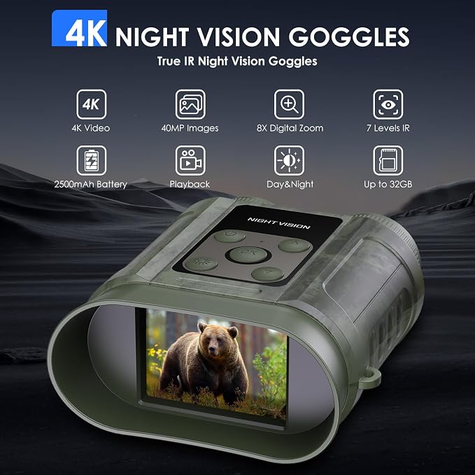 Night Vision Goggles, Compact Night Vision Binoculars, 32GB Card Included - Image 2