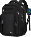 Black Backpack for Men Women, School Backpack for Boys Girls Teens, 15.6 Inch by Skaypibs