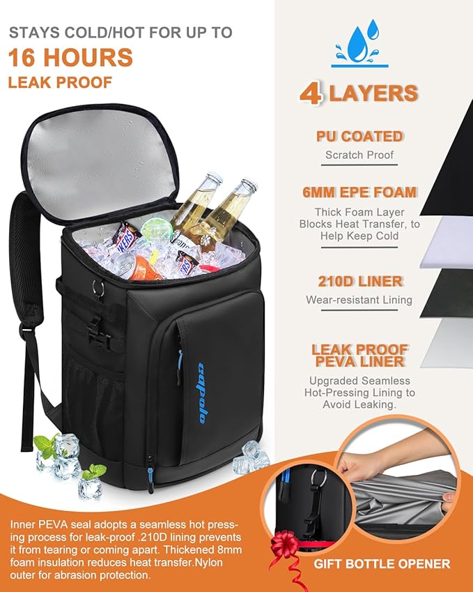 Capolo 36/45 Cans Cooler Backpack Insulated Waterproof - Image 3