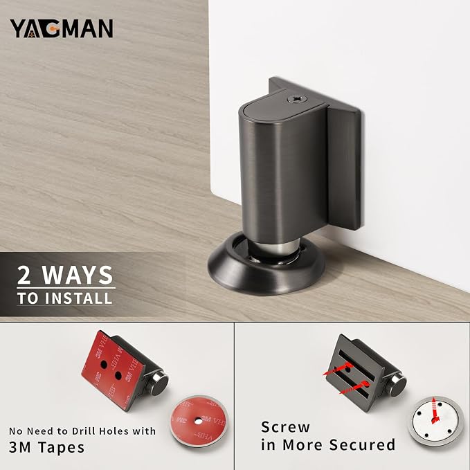 3 Pack Magnetic Door Stoppers Retractable Bottom of Door Holder No Drilling - Image 5