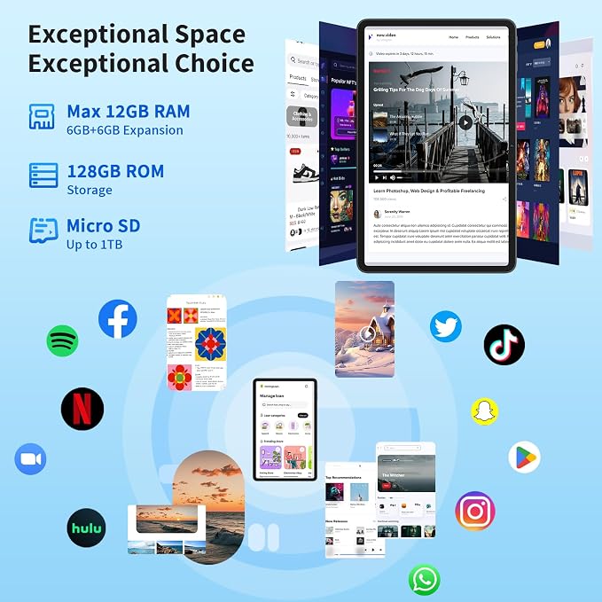 Android 14 Tablet with Keyboard, 12GB RAM, 128GB Storage, 1TB Expandable - Image 5