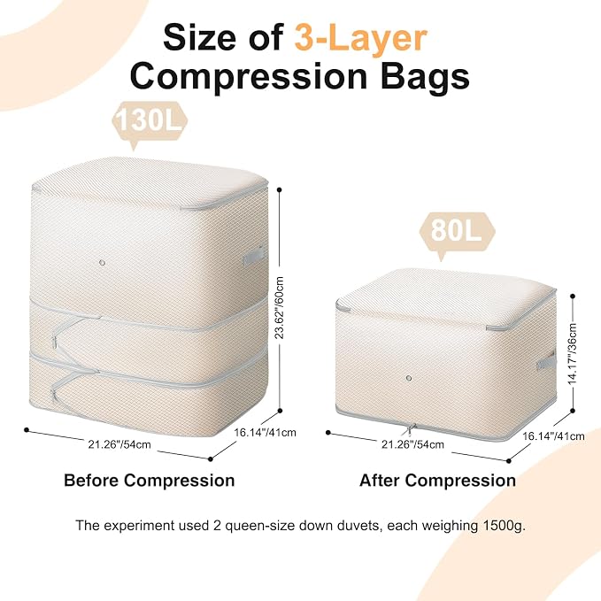 Comforter Storage Bag - 130L Large Capacity Blanket Storage Bags 3-Layer Ultra - Image 2