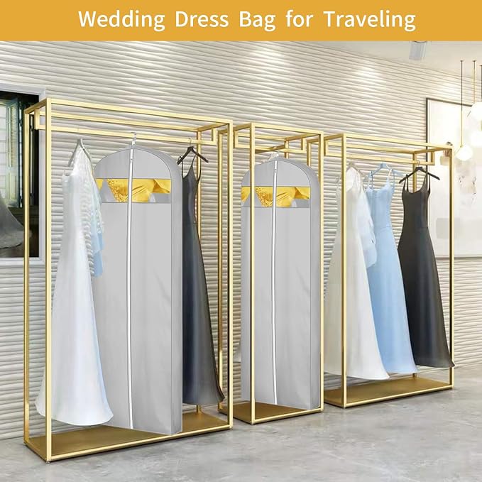 65" Dress Bags for Gowns Long, Dress Garment Bags for Hanging Clothes, Dress - Image 5
