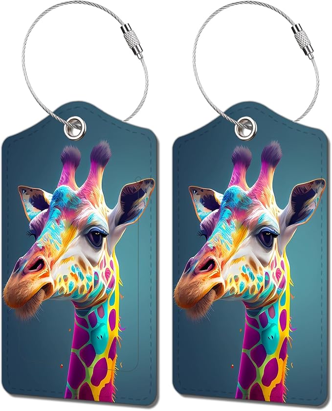 2 Pack Luggage Tag for Suitcase, Cute Unique Leather Bag Tags Identifiers by BestEioyo
