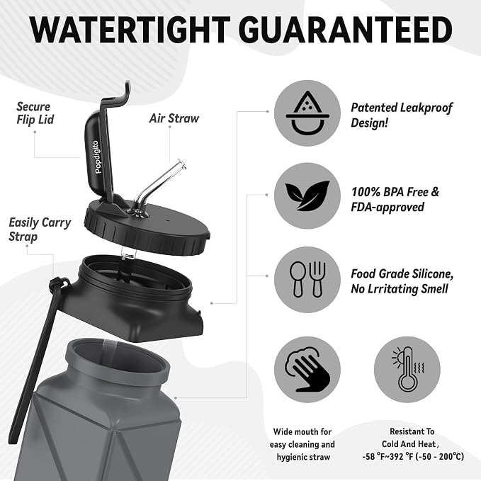 Collapsible Water Bottles 20.6oz Foldable Water Bottle BPA Free Reusable - Image 2