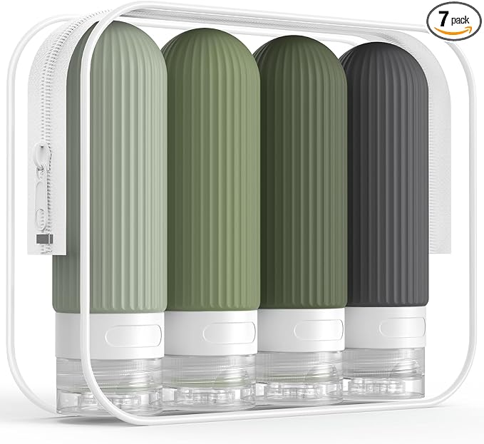 ME.FAN Travel Bottles for Toiletries, TSA Approved 3oz Silicone Journey Size by MEFAN