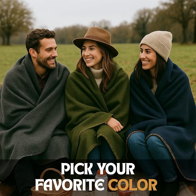 Wool Camping Blanket – 70% Wool Heavy-Duty Military Style Throw, Warm & Washable - Image 4
