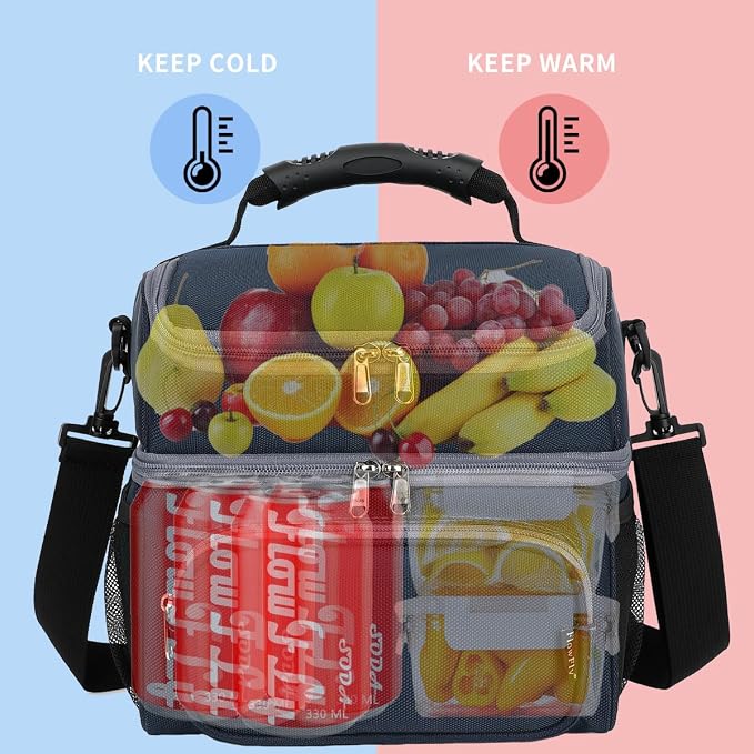 FlowFly Double Layer Cooler Insulated Lunch Bag Adult Lunch Box Large Tote Bag - Image 2