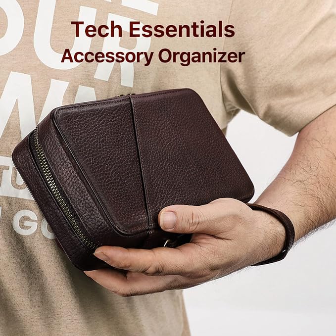Electronic Organizer Case Tech Kit, Top Grain Leather Handmade, Portable - Image 3