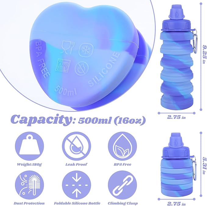 Collapsible Water Bottle for Adults, Reusable Silicone Foldable Water Bottles - Image 2