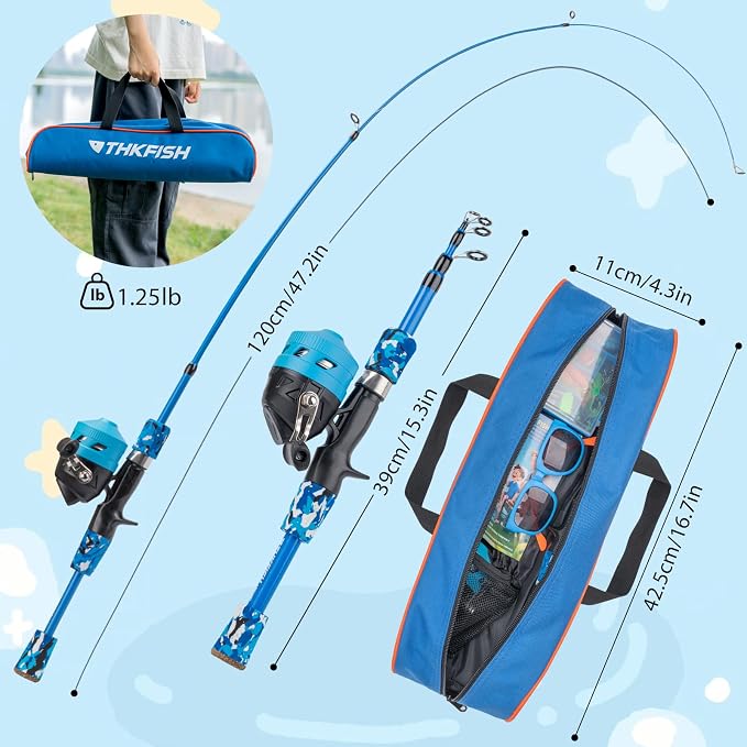Kids Fishing Pole Set, Telescopic Fishing Rod Reel Combo Kids Starter Kit - Image 2