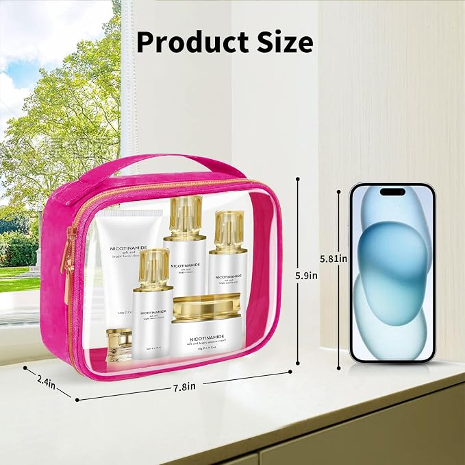 TSA Approved Travel Toiletry Bag, 3 Pack Clear Makeup Bags - Image 3
