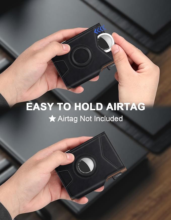 Airtag Wallet for Men, Minimalist Slim Mens Wallet Smart Pop Up Credit Card - Image 3