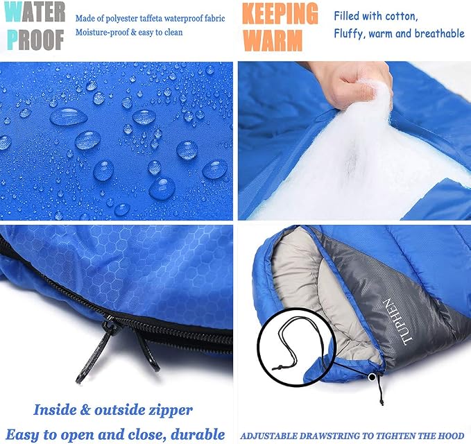 tuphen- Sleeping Bags for Adults Kids Boys Girls Backpacking Hiking Camping - Image 2