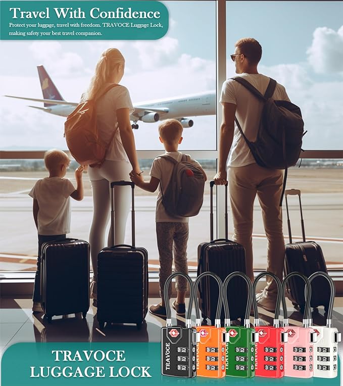 Search Alert TSA Approved Travel Combination Luggage Cable Locks - Image 3
