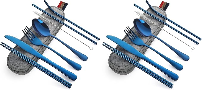 DEVICO Portable Utensils, Travel Camping Cutlery Set, 8-Piece including Knife by DEVICO