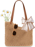 Peicees Crochet Beach Bag For Women Summer Tote Bag Boho Shoulder Bag by Peicees