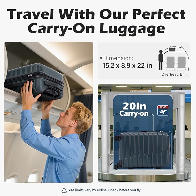 Coolife 20-Inch Small Carry on Hardside PC+ABS Spinner TSA Lock Telescopic - Image 2