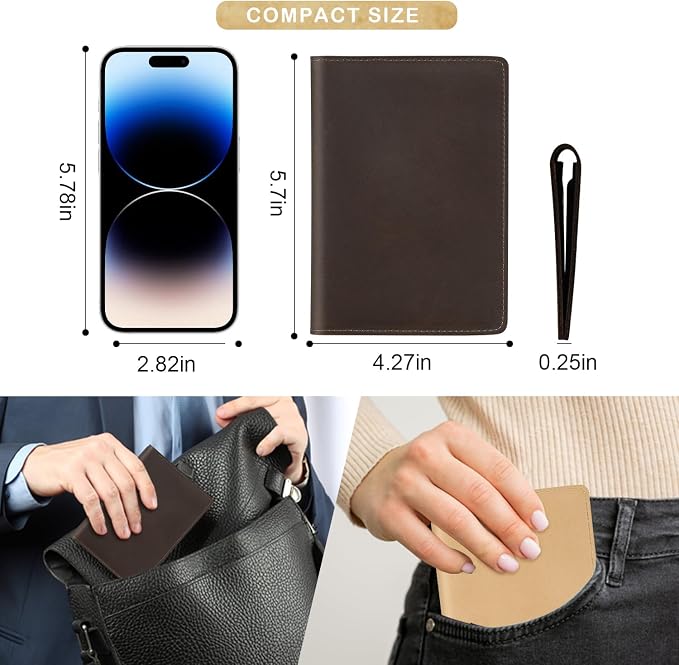 Real Leather Passport Holder for Men and Women, Handmade Wallet Cover Case - Image 5