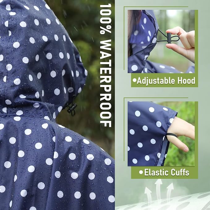 SaphiRose Unisex Rain Poncho Raincoat Hooded - Image 3