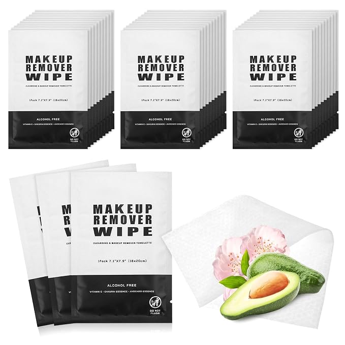 100 Makeup Remover Wipes Bulk Individually Wrapped Makeup Wipes Single Makeup by Gisdo