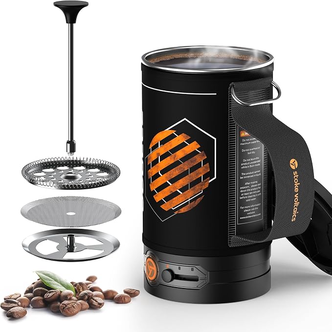 Electric French Press Coffee Maker, 120V Boil Water & Press Coffee 2-in-1 by STOKEVOLTAICS