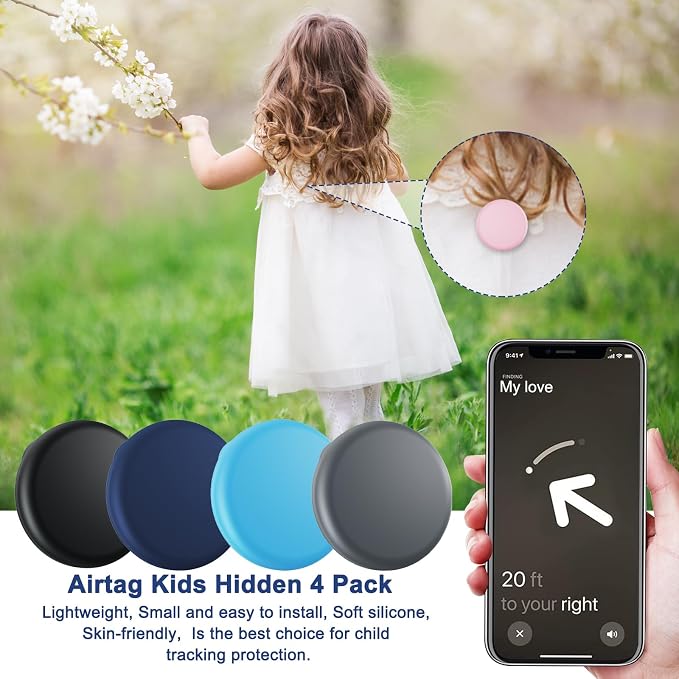 Compatible for Air Tags-4 Pack Apple Kids Hidden, for Airtag Holder for Kid - Image 3