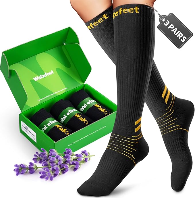 Compression Socks for Women Men 3 Pairs, Compression Stockings, Fragrance by Wakefeet