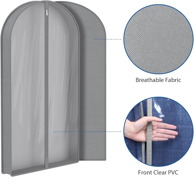 Zilink 40" Suit Bags for Closet Storage Clear Mink Coat Storage Bag Hanging - Image 5