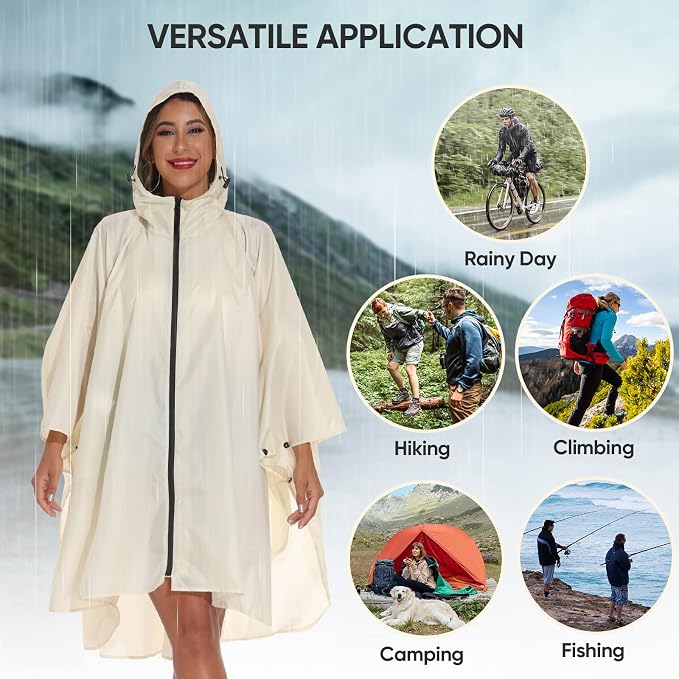 PTEROMY Hooded Rain Poncho for Adult - Image 7