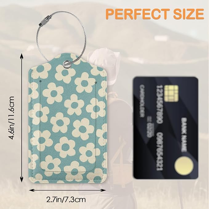 Vintage Cream Daisy 3 Pack PU Leahter Luggage Tag - Image 2