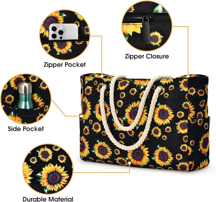 Becokan Beach Bag Large Beach Tote Bag - Image 2