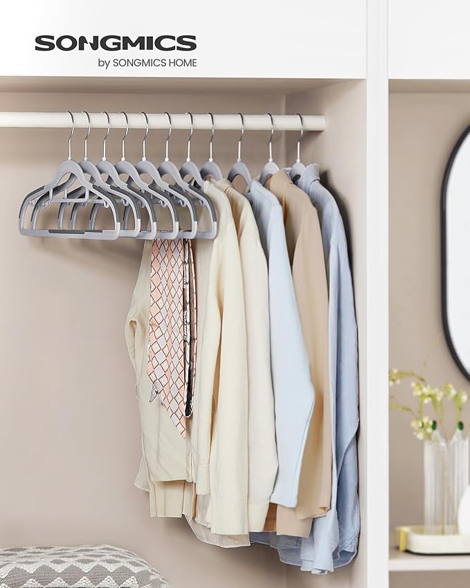 SONGMICS Pack of 50 Coat Hangers, Space-Saving Plastic Clothes Hangers - Image 2