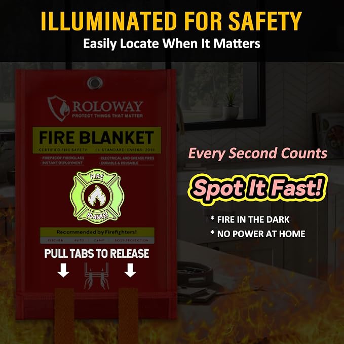 ROLOWAY Emergency Fire Blanket for Home and Kitchen, Fire Blankets Emergency - Image 3