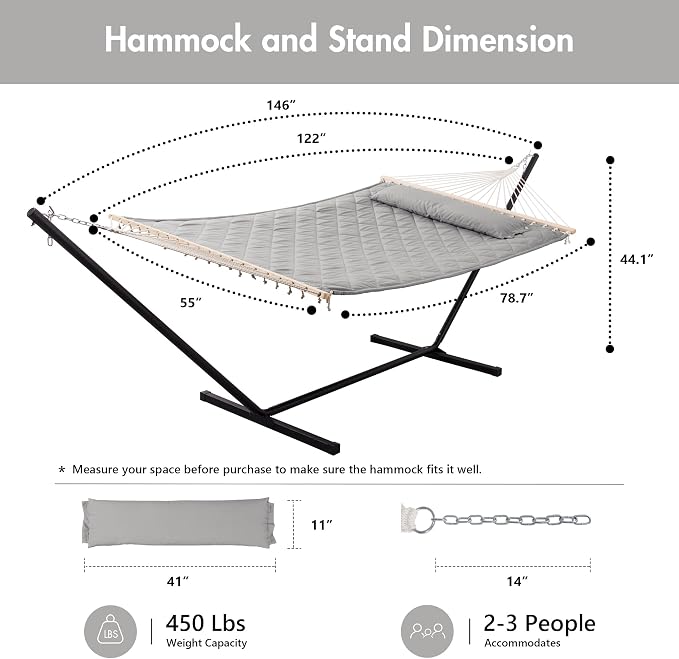 ANOW Double Hammock with Stand 12FT, Heavy Duty Hammocks with Stand - Image 6
