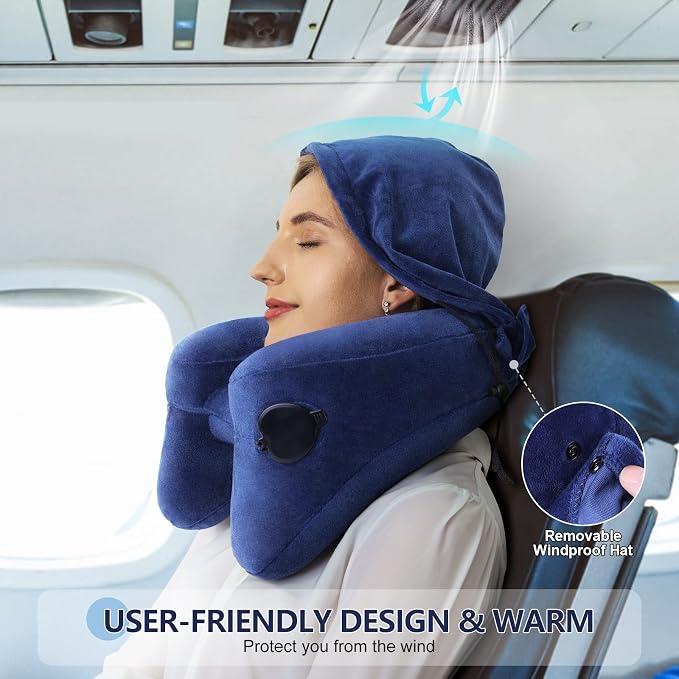 Sunany Neck Pillow for Travel Inflatable Airplane Pillow Comfortably Supports - Image 3