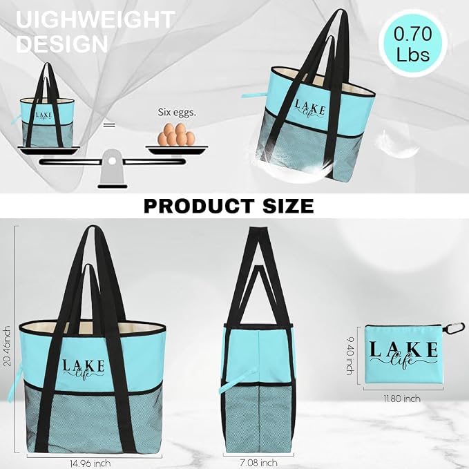 Sandproof Beach Bag with Zipper - Image 4