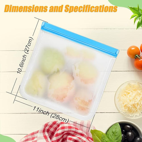 10 Pack Reusable Storage Bags, Dishwasher Safe Reusable Silicone Leak proof - Image 2