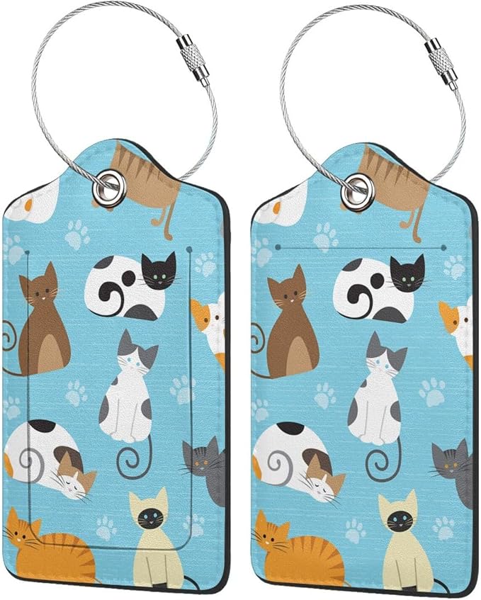 2 Pcs Cute Cat Luggage Tag for Suitcase, Animal Cat Party Decorations Supplies - Image 4