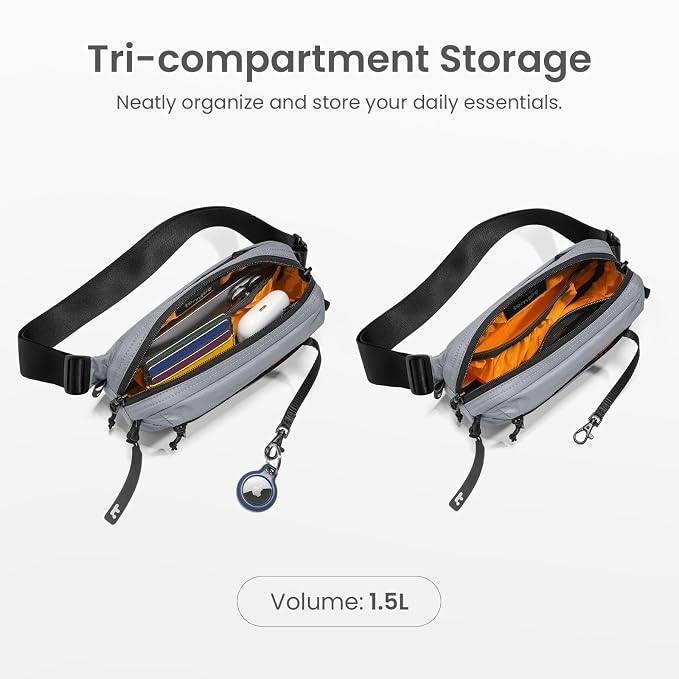 tomtoc 1.5L Sling Bag with RFID Blocking, Crossbody Bag Minimalist Chest - Image 3