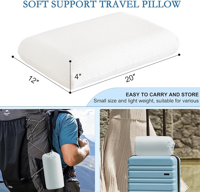 YOUR MOON Memory Foam Travel Pillow, Pure Cotton Cover, Compressible Camping - Image 2