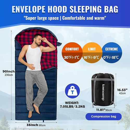 0 Degree Sleeping Bag Cotton Flannel Winter Cold Weather - Image 2