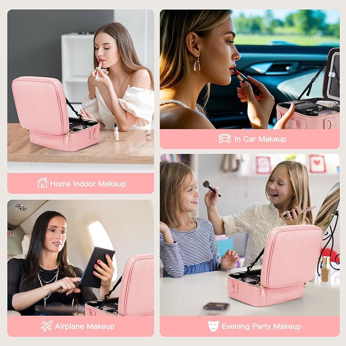 Travel Makeup Bag with LED Mirror, Cosmetic Bags - Image 9
