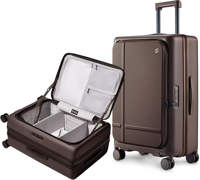 NINETYGO Medium Checked Luggage 25 Inch, Flat Top Opening Checking In Luggage by NINETYGO