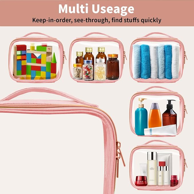 TSA Approved Travel Toiletry Bag, 2 Pack Clear Makeup Bags - Image 4