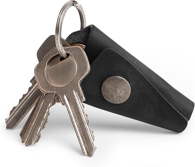 Hide & Drink Full Grain Leather Wrap Keychain, Organizer Snap Closure, Key Ring - Image 3