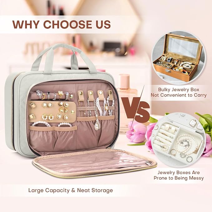 Toiletry Bag for Women with Jewelry Organizer Compartment, Travel Makeup - Image 6